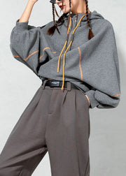 Grey Warm Fleece Sweatshirt Zip Up Spring