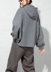 Grey Warm Fleece Sweatshirt Zip Up Spring