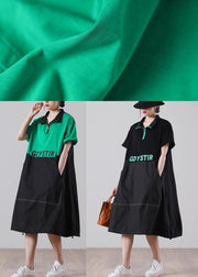 Handmade Black Graphic zippered Holiday Summer Cotton Dress - bagstylebliss