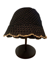 Handmade Black Hollow Out Knit Bucket Hat