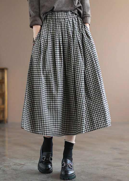 Handmade Black Plaid Circle A Line Casual Fall Skirts