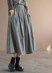 Handmade Black Plaid Circle A Line Casual Fall Skirts