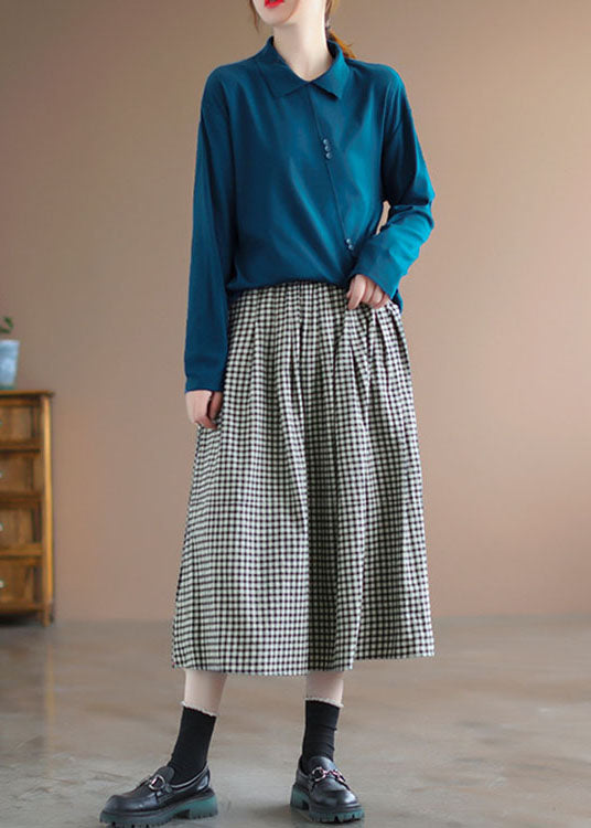 Handmade Black Plaid Circle A Line Casual Fall Skirts