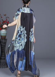 Handmade Black Print asymmetrical design Silk Two Pieces Set Summer Dress - bagstylebliss