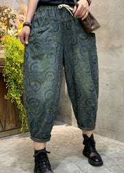 Handmade Blue high waist Print denim Pants Spring