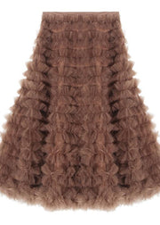 Handmade Khaki Long Cute Skirt - bagstylebliss