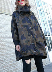 Handmade Button pockets fine coat for woman camouflage silhouette coat - bagstylebliss