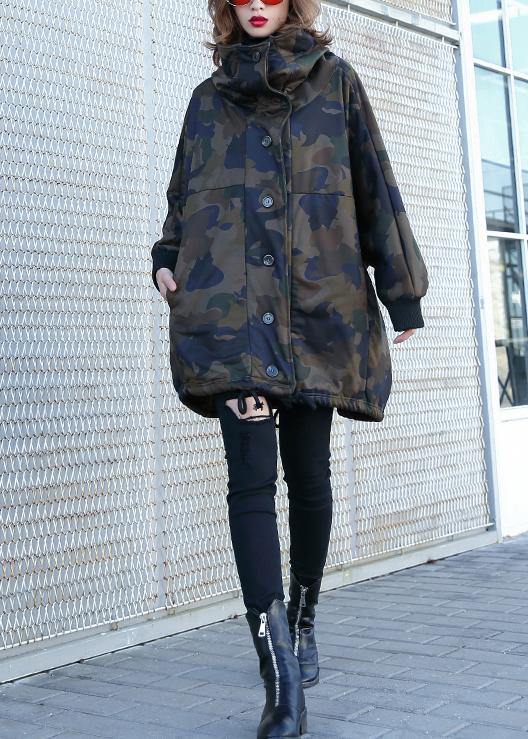 Handmade Button pockets fine coat for woman camouflage silhouette coat - bagstylebliss