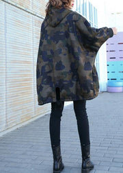 Handmade Button pockets fine coat for woman camouflage silhouette coat - bagstylebliss