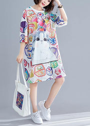 Handmade Cartoon print Cotton clothes half sleeve daily summer Dress - bagstylebliss