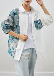 Handmade Colorblock Asymmetrical Patchwork Cotton Shirts Fall