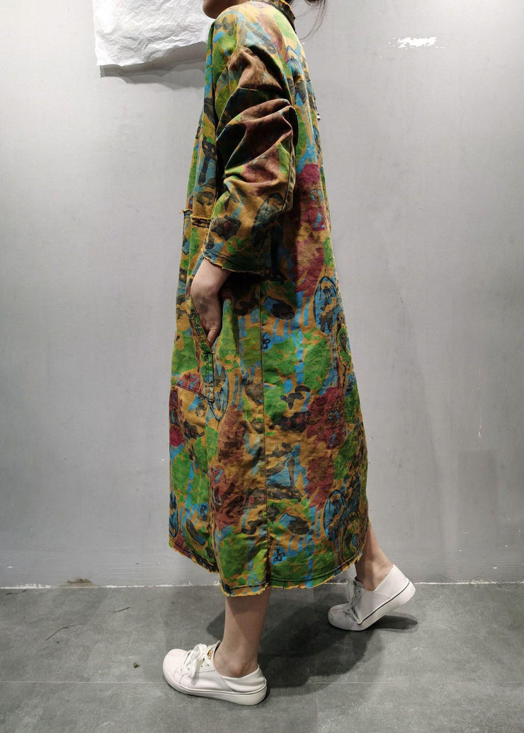 Handmade Green U Neck Patchwork Maxi Dresses Spring Dress - bagstylebliss