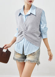 Handmade Grey Asymmetrical Thick Knit Vests Fall