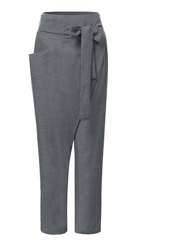 Handmade Grey asymmetrical design High Waist Cotton Harem Summer Pants - bagstylebliss