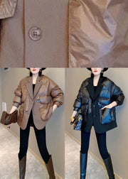 Handmade Khaki Casual Winter Puffer Jacket Down Coat