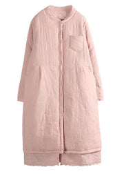 Handmade Pink Pockets Patchwork Fine Cotton Filled Coats Winter