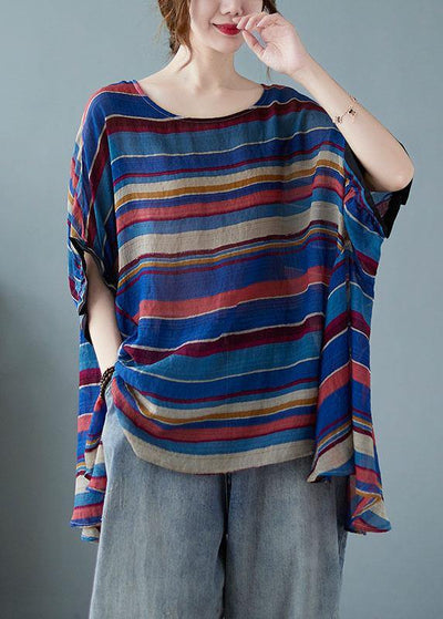 Handmade Purple Asymmetric Striped T-Shirt - bagstylebliss