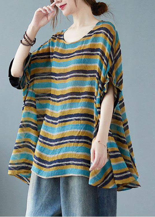 Handmade Purple Asymmetric Striped T-Shirt - bagstylebliss