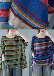 Handmade Purple Asymmetric Striped T-Shirt - bagstylebliss