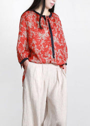 Handmade Red Print Side Open Top Linen - bagstylebliss