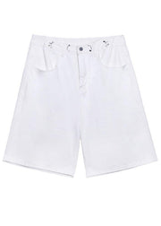 Handmade White High Waist Denim Wide Leg hot pants Summer - bagstylebliss