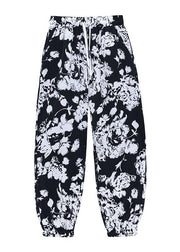 Handmade White High Waist Summer Cotton Print Pants - bagstylebliss