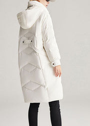 Handmade White hooded removable Stand Collar fashion Winter Duck Down Coat