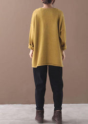 Handmade Yellow Pockets Warm Fall Knit Top - bagstylebliss