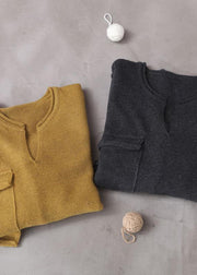 Handmade Yellow Pockets Warm Fall Knit Top - bagstylebliss