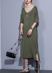 Handmade arm green cotton clothes For Women two ways to wear  Kaftan summer Dress - bagstylebliss