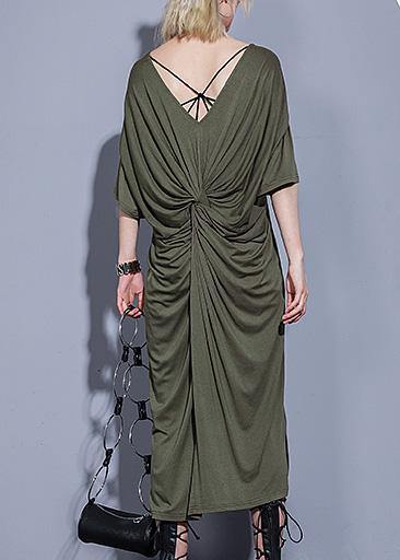 Handmade arm green cotton clothes For Women two ways to wear  Kaftan summer Dress - bagstylebliss