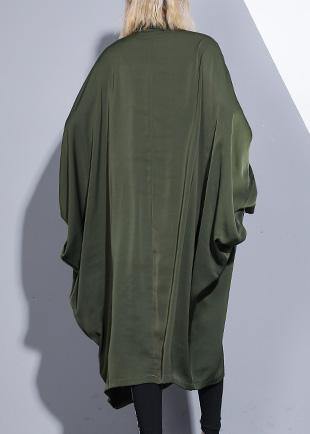 Handmade arm green cotton clothes batwing sleeve A Line summer Dress - bagstylebliss