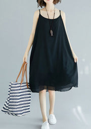 Handmade black chiffon clothes For Women Spaghetti Strap Maxi Summer Dress