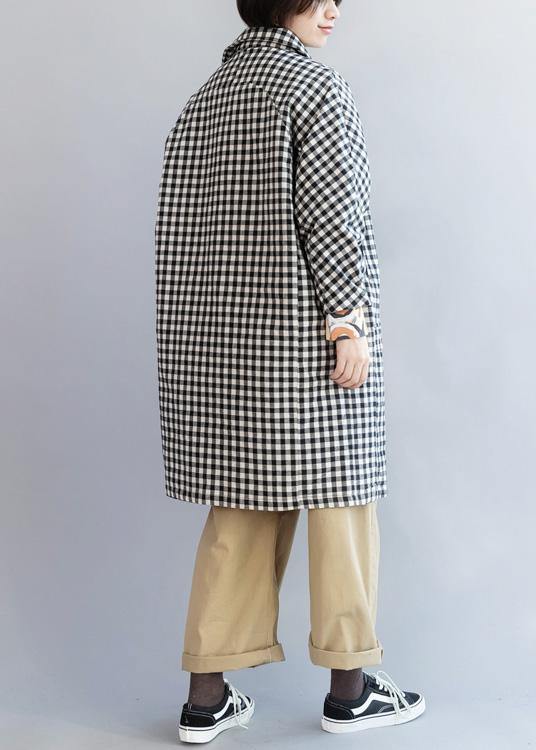 Handmade black white plaid Fashion outfit Tutorials thick winter women coats - bagstylebliss