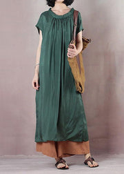 Handmade blackish green cotton Wardrobes Cinched Art summer Dress - bagstylebliss