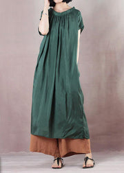 Handmade blackish green cotton Wardrobes Cinched Art summer Dress - bagstylebliss