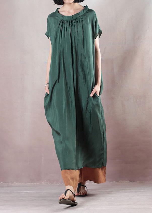 Handmade blackish green cotton Wardrobes Cinched Art summer Dress - bagstylebliss