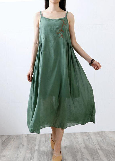 Handmade cotton outfit Metropolitan Museum Cotton Linen Round Neck Asymmetrical Slip Dress - bagstylebliss