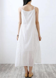 Handmade cotton outfit Metropolitan Museum Cotton Linen Round Neck Asymmetrical Slip Dress - bagstylebliss