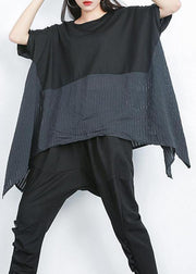 Handmade cotton shirts women stylish Summer Patchwork Batwing Sleeve Casual Blouse - bagstylebliss