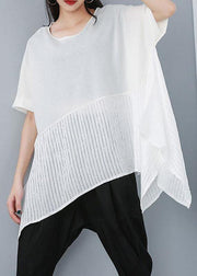 Handmade cotton shirts women stylish Summer Patchwork Batwing Sleeve Casual Blouse - bagstylebliss