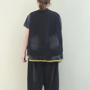 Handmade denim black dotted cotton top sleeveless tops - bagstylebliss