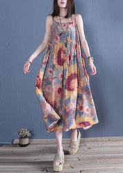 Handmade floral cotton Tunics Spaghetti Strap Cinched Traveling summer Dress - bagstylebliss