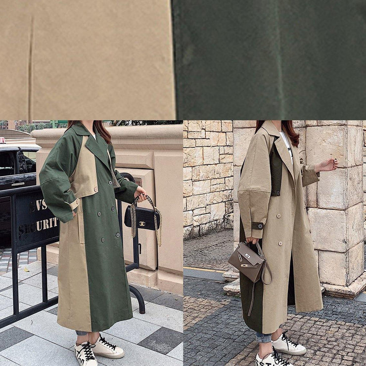 Handmade green Fine outwear Cotton double breast patchwork coat - bagstylebliss