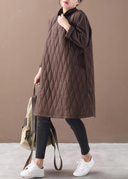 Handmade high neck pockets spring clothes Inspiration chocolate Dresses - bagstylebliss