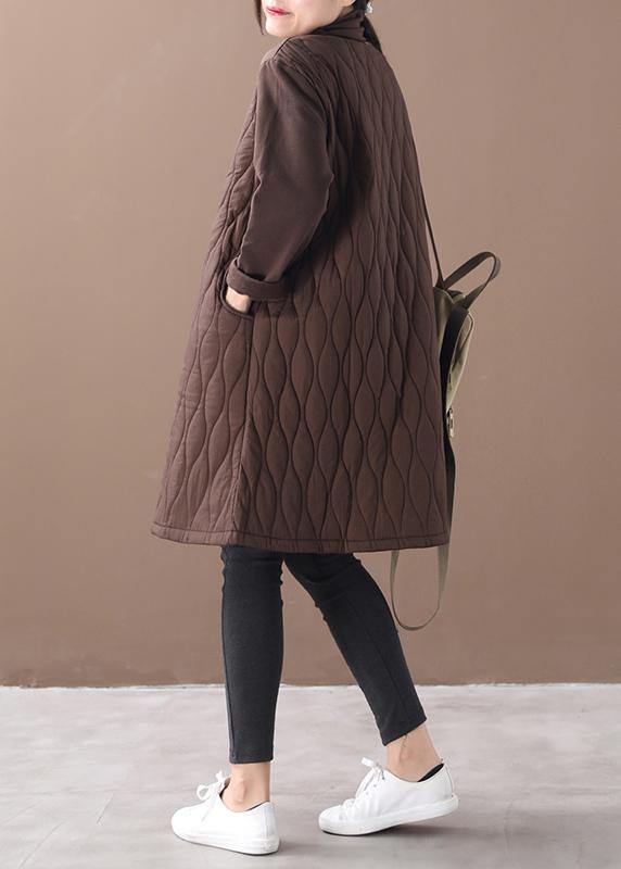 Handmade high neck pockets spring clothes Inspiration chocolate Dresses - bagstylebliss