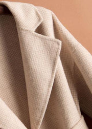 Handmade lapel tie waist Fine Woolen Coats Women Notched Woolen Coats - bagstylebliss