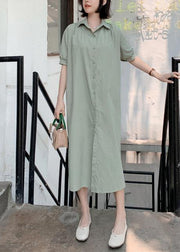 Handmade light green cotton Wardrobes back open long summer Dresses - bagstylebliss