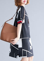 Handmade o neck Cotton clothes For Women Work black print Dresses - bagstylebliss