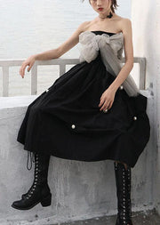 High Waist Style Black Nail Bead Summer A Line Skirts - bagstylebliss